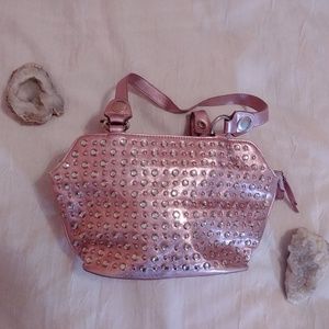 Metallic Pink Studded Shoulder Purse